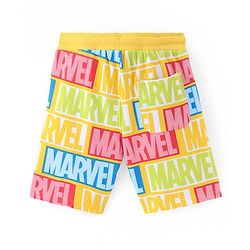 Pine Kids Marvel Terry Knit Shorts with Text Print - Yellow