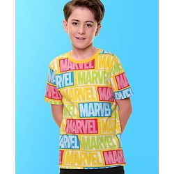 Pine Kids Marvel Cotton Knit Half Sleeves T-Shirt With Marvel Print - Yellow