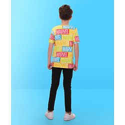 Pine Kids Marvel Cotton Knit Half Sleeves T-Shirt With Marvel Print - Yellow