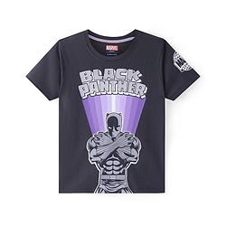 Pine Kids Marvel Cotton Knit Half Sleeves T-Shirt with Black Panther Graphics - Black