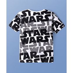 Pine Kids Lucas Cotton Knit Half Sleeves T-Shirt with Star Wars Graphics - White