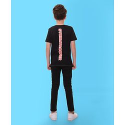 Pine Kids Lucas Cotton Knit Half Sleeves T-Shirt With Star Wars Print - Black