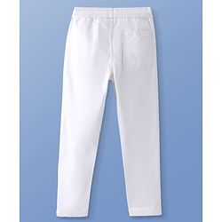 Pine Kids Cotton Elastane Full Length Solid Trouser Pant - White