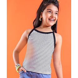Pine Kids Woven Sleeveless Striped Top - White