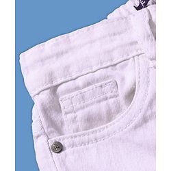 Pine Kids Denim Woven Full Length  Washed Jeans Solid Color - White