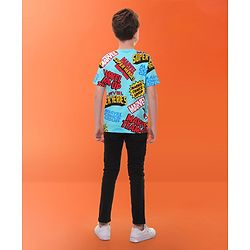 Pine Kids Marvel Single Jersey Half Sleeves T-Shirt with Marvel Text Print - Blue