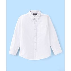 Pine Kids Cotton Woven Half Sleeves Solid Colour - White