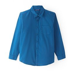 Pine Kids Cotton Woven Full Sleeves Solid Shirt - Blue