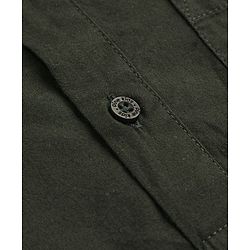Pine Kids Cotton Woven Full Sleeves Mandarin Collared Solid Colour Shirt - Dark Green