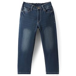 Pine Kids Woven Full Length Solid Denim Jeans - Navy Blue