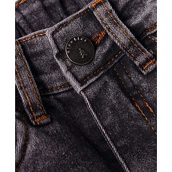 Pine Kids Denim Woven Full Length Washed Jeans - Black