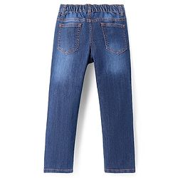 Pine Kids Woven  Full Length Washed Denim Jeans with Text Embroidery & Print - Blue