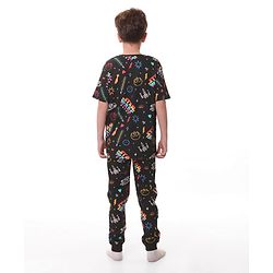 Pine Kids Lucas Cotton Half Sleeves Night Suit Star Wars Printed-Black