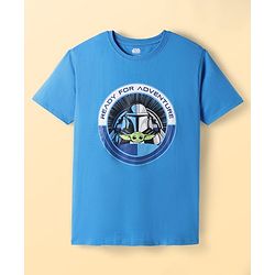 Pine Kids Lucas Single Jersey Knit Half Sleeves Night Suit With Text Print - Blue