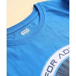 Pine Kids Lucas Single Jersey Knit Half Sleeves Night Suit With Text Print - Blue