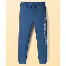 Pine Kids Lucas Single Jersey Knit Half Sleeves Night Suit With Text Print - Blue