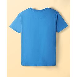 Pine Kids Lucas Single Jersey Knit Half Sleeves Night Suit With Text Print - Blue