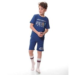 Pine Kids Lucas Cotton Half Sleeves Night Suit With Star Wars Print - Blue