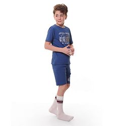 Pine Kids Lucas Cotton Half Sleeves Night Suit With Star Wars Print - Blue