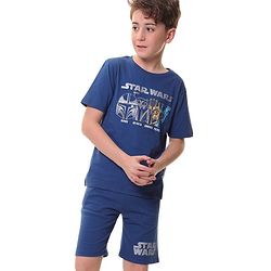 Pine Kids Lucas Cotton Half Sleeves Night Suit With Star Wars Print - Blue
