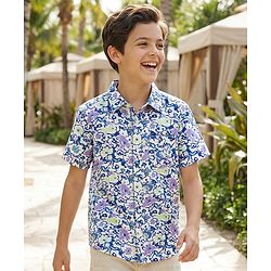 Pine Kids Viscose Woven Half Sleeves Shirt Print - Multicolor
