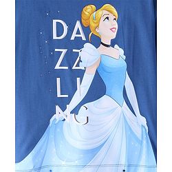 Pine kids Disney Cotton Knit Half Sleeves T-Shirt with Dazzling Princess Print - Navy Blue