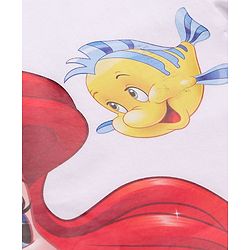 Pine Kids Disney Cotton Knit Frill Sleeves Top with Disney Princess Print - White