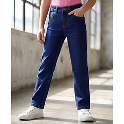 Pine Kids Denim Woven Full Length Washed Jeans  -Navy