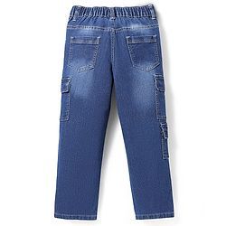 Pine Kids Full Length Washed Denim Jeans with Cargo Pocket - Blue