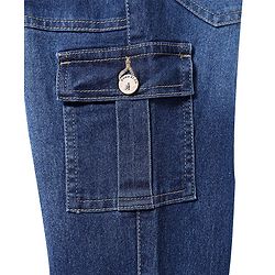 Pine Kids Full Length Washed Denim Jeans with Cargo Pocket - Blue