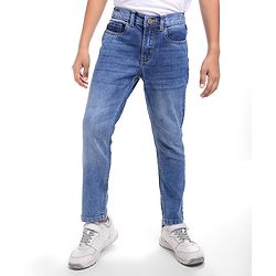Pine Kids Woven Full Length Washed Denim Jeans - Blue