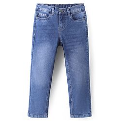 Pine Kids Woven Full Length Washed Denim Jeans - Blue
