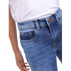 Pine Kids Woven Full Length Washed Denim Jeans - Blue