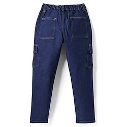 Pine Kids Full Length Washed Denim Jeans with Cargo Pocket - Navy Blue