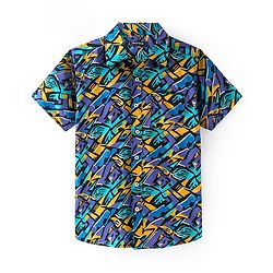 Pine Kids Viscose Woven Half Sleeves Shirt ABSRACT Print - Multicolor