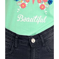 Pine Kids Cotton Rich Full Length Stretchable Denim with Adjustable waist band - Black