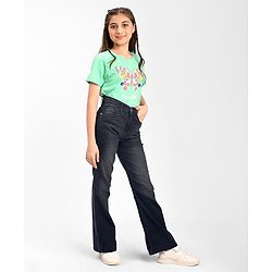 Pine Kids Cotton Rich Full Length Stretchable Denim with Adjustable waist band - Black