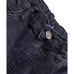 Pine Kids Cotton Rich Full Length Stretchable Denim with Adjustable waist band - Black