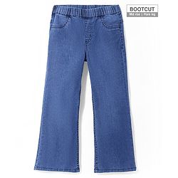 Pine Kids Cotton Rich Stretchable Full Length Bootcut Denim Jegging with Adjustable Waist Band - BLUE