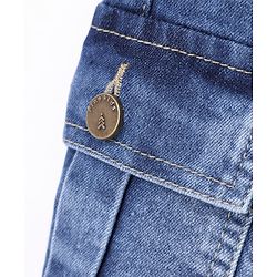 Pine Kids Ankle Length Washed Denim Jeans with Cargo Pocket - Blue