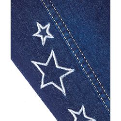 Pine Kids Denim Woven Ankle Length Washed Jeans With Star Print -Navy
