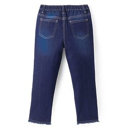 Pine Kids Denim Woven Ankle Length Washed Jeans With Star Print -Navy