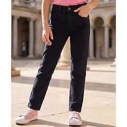 Pine Kids Woven Ankle Length Solid Denim Jeans - Black