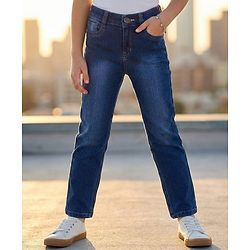 Pine Kids Denim Woven Full Length Solid Color Jeans - Navy Blue