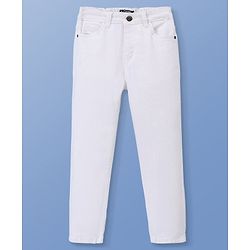 Pine Kids Full Length Denim Jeans Solid Colour - White