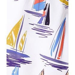 Pine Kids Mid Thigh Swimming Board Shorts with Boat Print - Multicolour