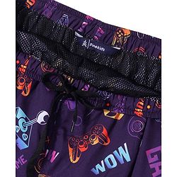 Pine Kids Mid Thigh Swimming Board Shorts Games Print - Multicolour