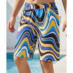 Pine Kids Mid Thigh Swimming Board Shorts Marble Print - Multicolour