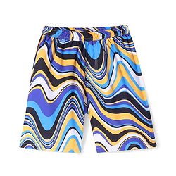 Pine Kids Mid Thigh Swimming Board Shorts Marble Print - Multicolour