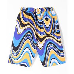 Pine Kids Mid Thigh Swimming Board Shorts Marble Print - Multicolour